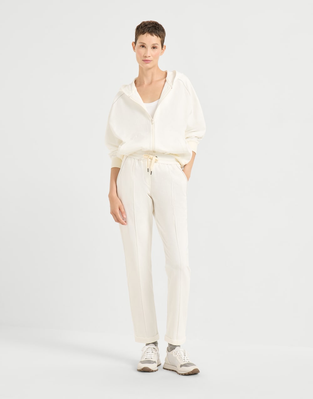 Lightweight French terry sweatshirt Natural Woman - Brunello Cucinelli