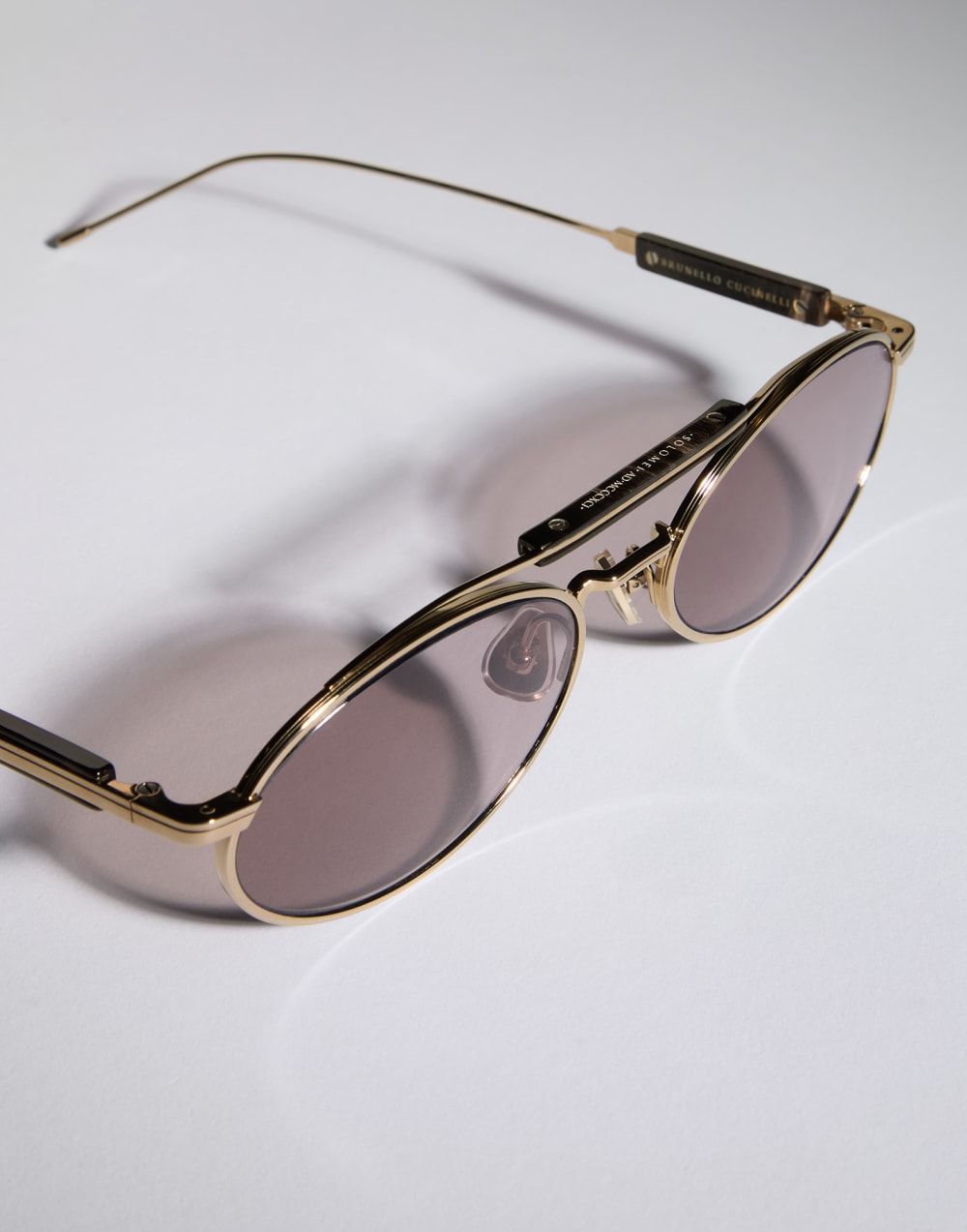 Gafas de sol de titanio y cuerno Oro Gafas - Brunello Cucinelli