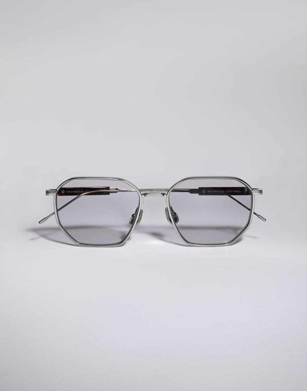 Lunettes géométriques en titane et corne Argent Lunettes - Brunello Cucinelli