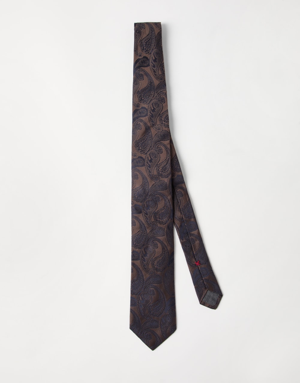 佩斯利真丝领带 松果布朗色 男款 - Brunello Cucinelli