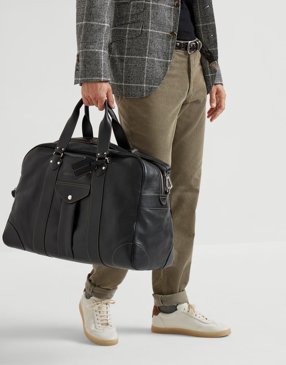 Grained calfskin street bag Black Man - Brunello Cucinelli