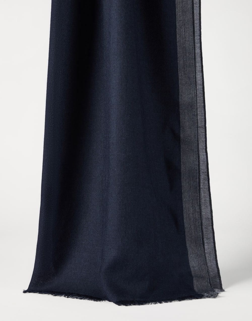 Cashmere and silk scarf with stripe Navy Blue Man - Brunello Cucinelli