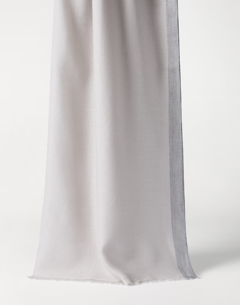 Bufanda de cachemir y seda con raya Gris Claro Hombre - Brunello Cucinelli