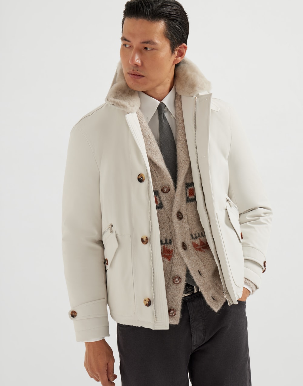 Bomber jacket with padding Panama Man - Brunello Cucinelli