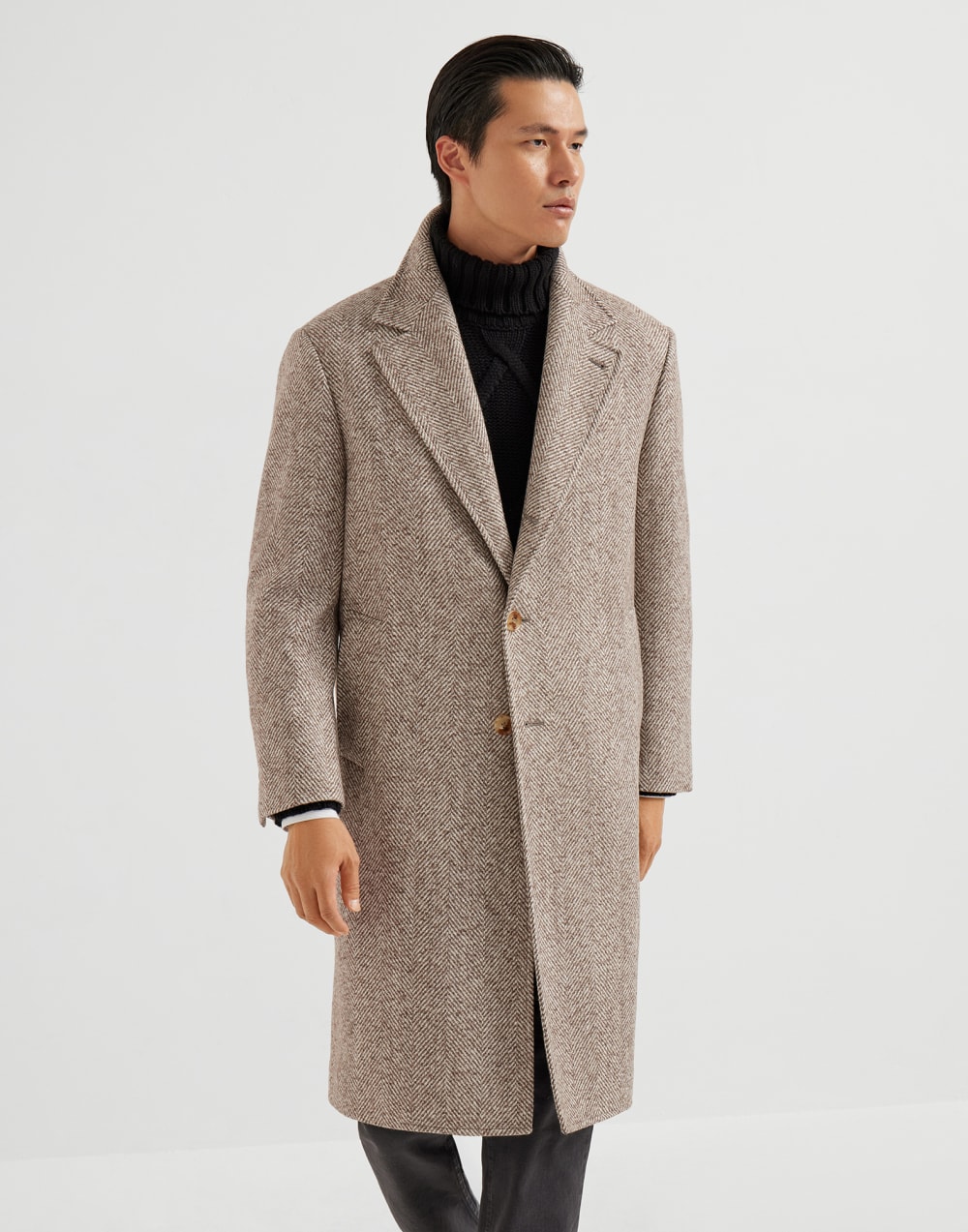 Chevron coat Light Brown Man - Brunello Cucinelli