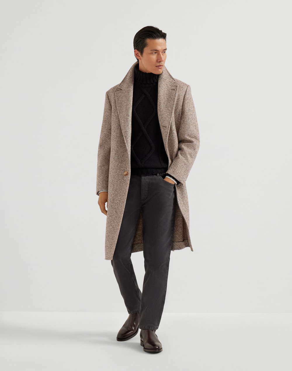 Chevron coat Light Brown Man - Brunello Cucinelli