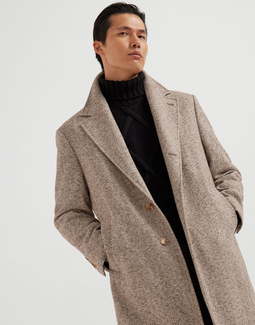 Chevron coat Light Brown Man - Brunello Cucinelli