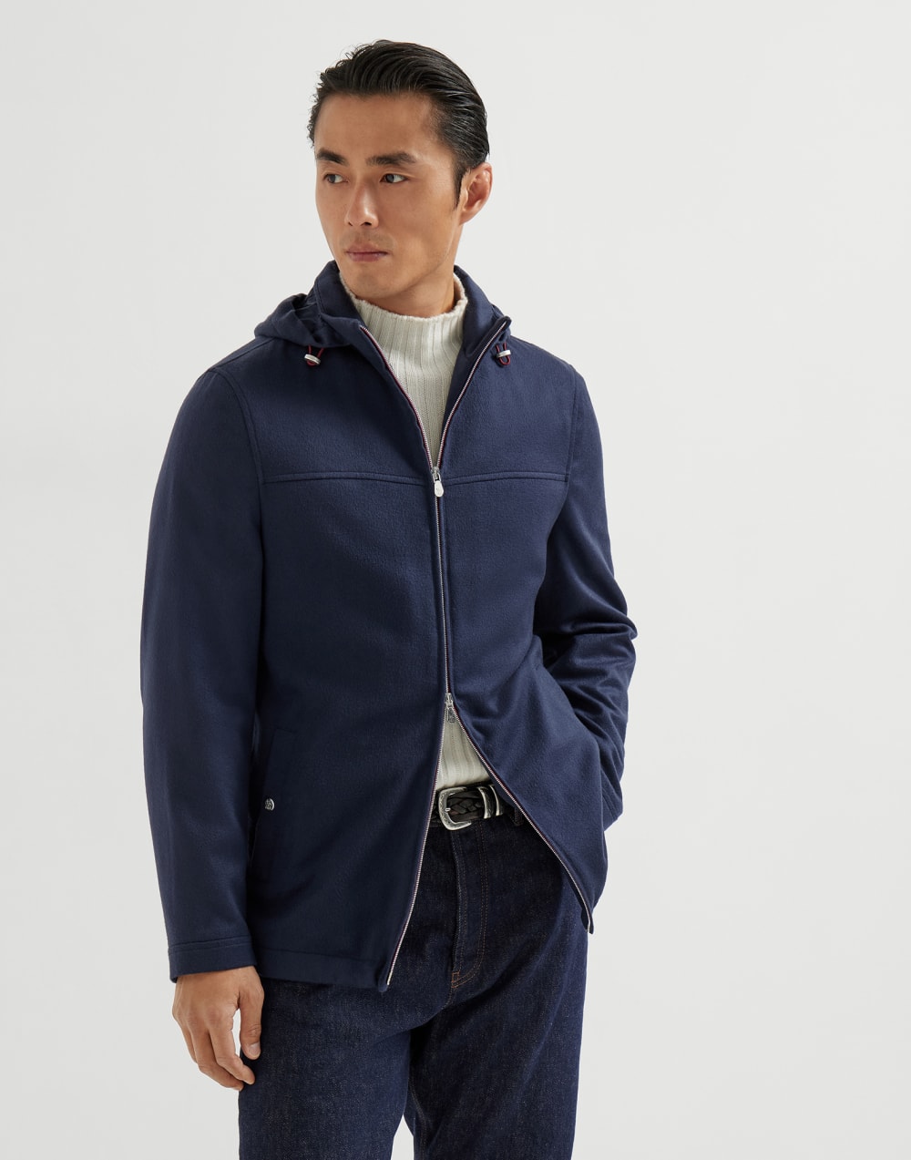 Cashmere biker jacket Blue Man - Brunello Cucinelli