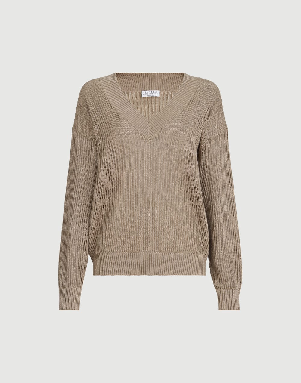 Ribbed net sweater Walnut Woman - Brunello Cucinelli