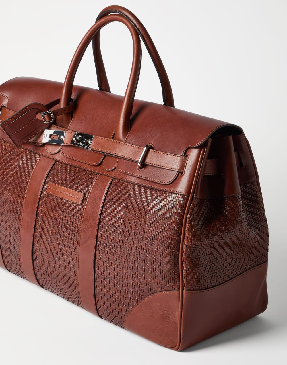 Calfskin and cowhide bag Cognac Man - Brunello Cucinelli