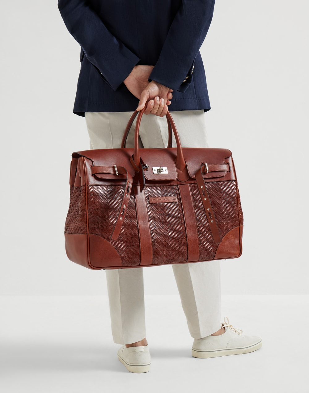 Calfskin and cowhide bag Cognac Man - Brunello Cucinelli