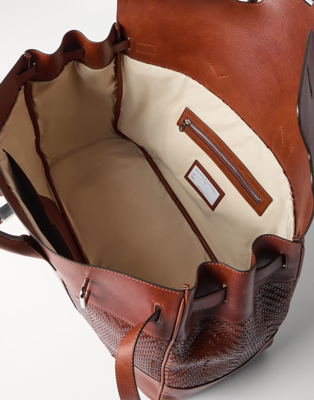 Calfskin and cowhide bag Cognac Man - Brunello Cucinelli