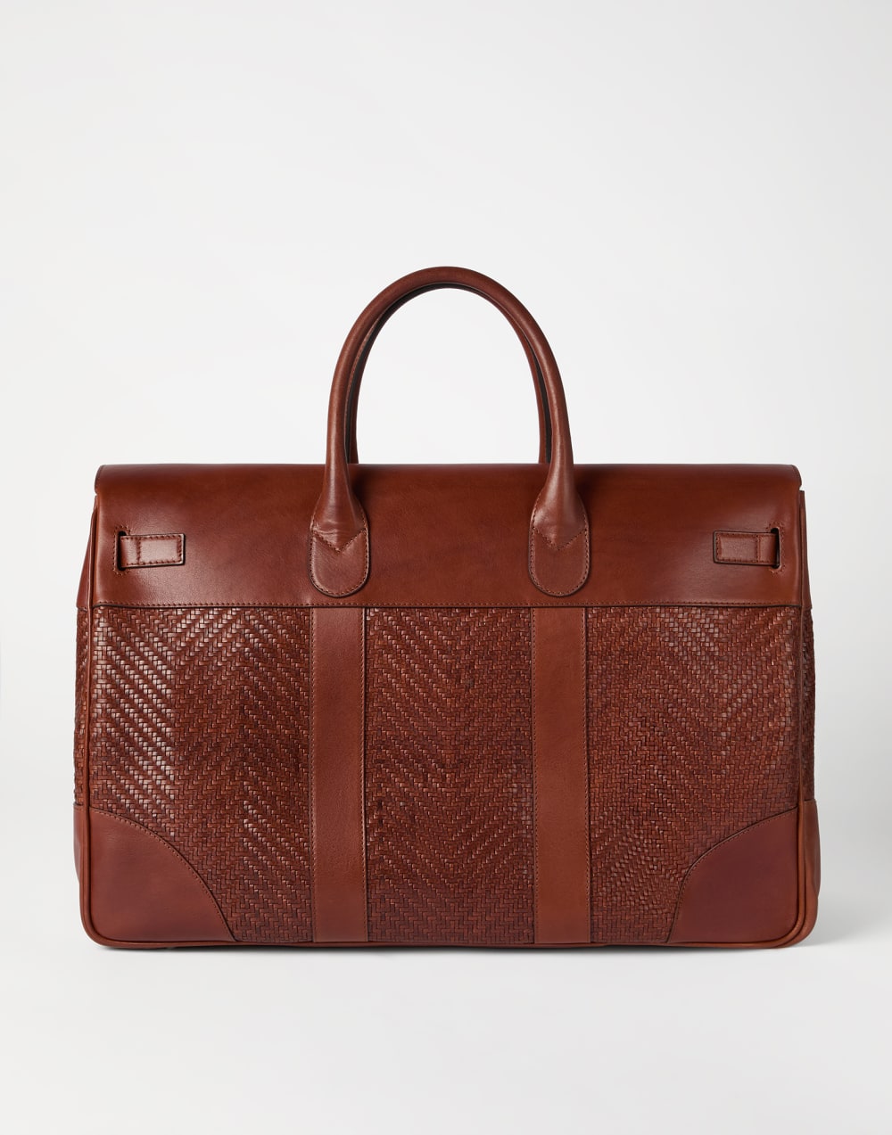 Calfskin and cowhide bag Cognac Man - Brunello Cucinelli