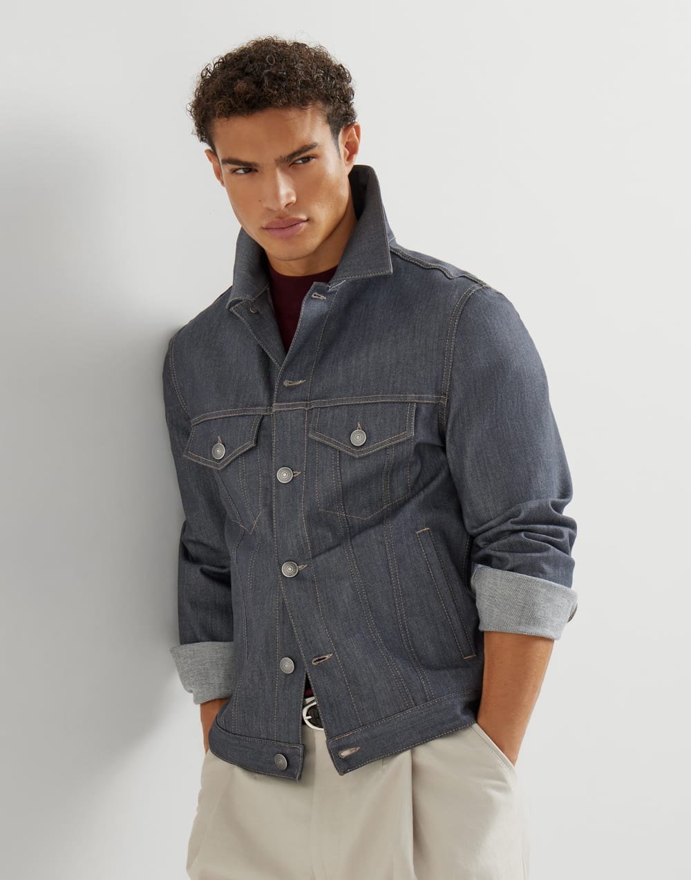 Denim four-pocket jacket Medium Grey Man - Brunello Cucinelli