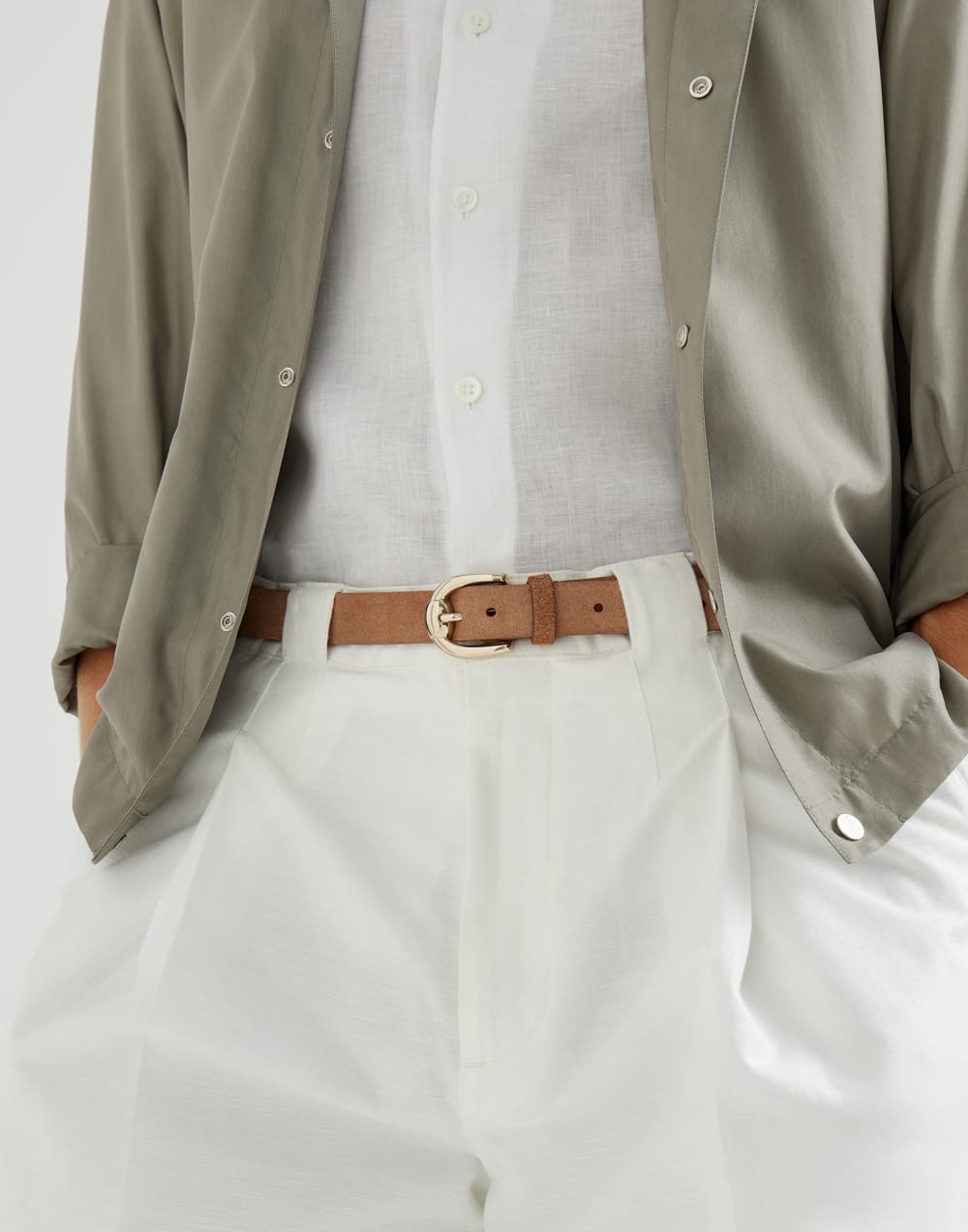 Reversed leather belt Tobacco Man - Brunello Cucinelli