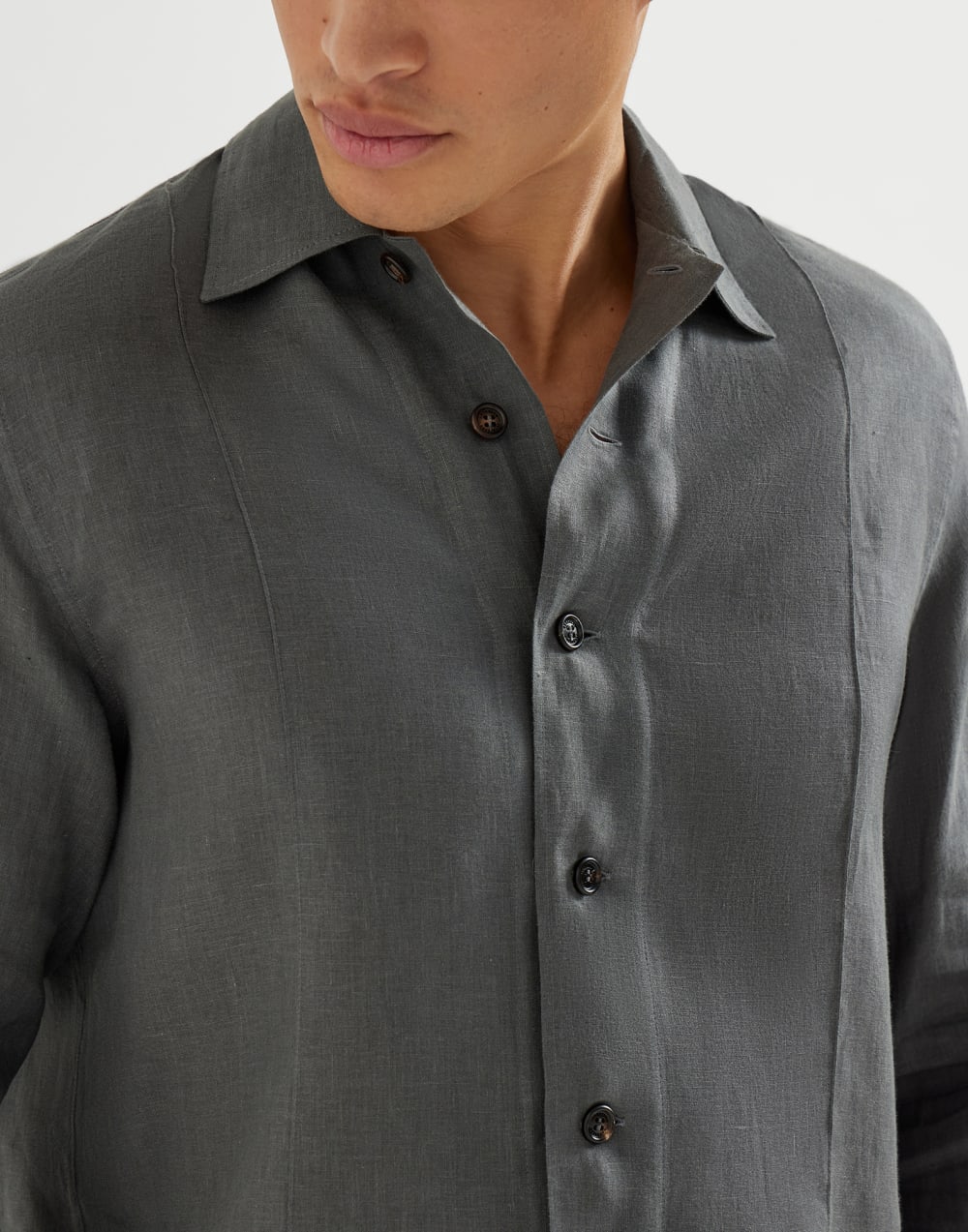 Linen shirt Anthracite Man - Brunello Cucinelli