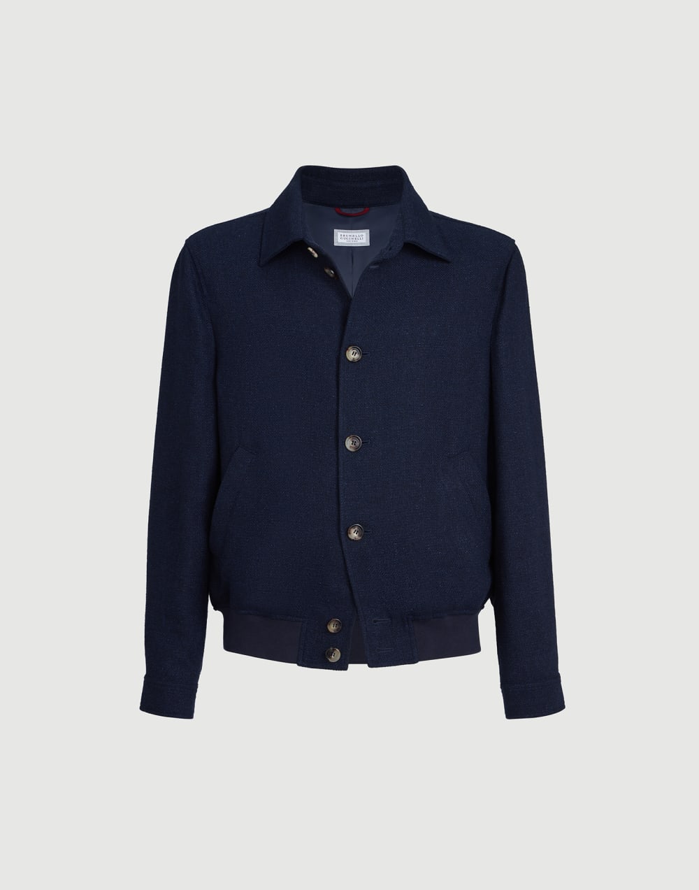 Hopsack outerwear jacket Navy Blue Man - Brunello Cucinelli