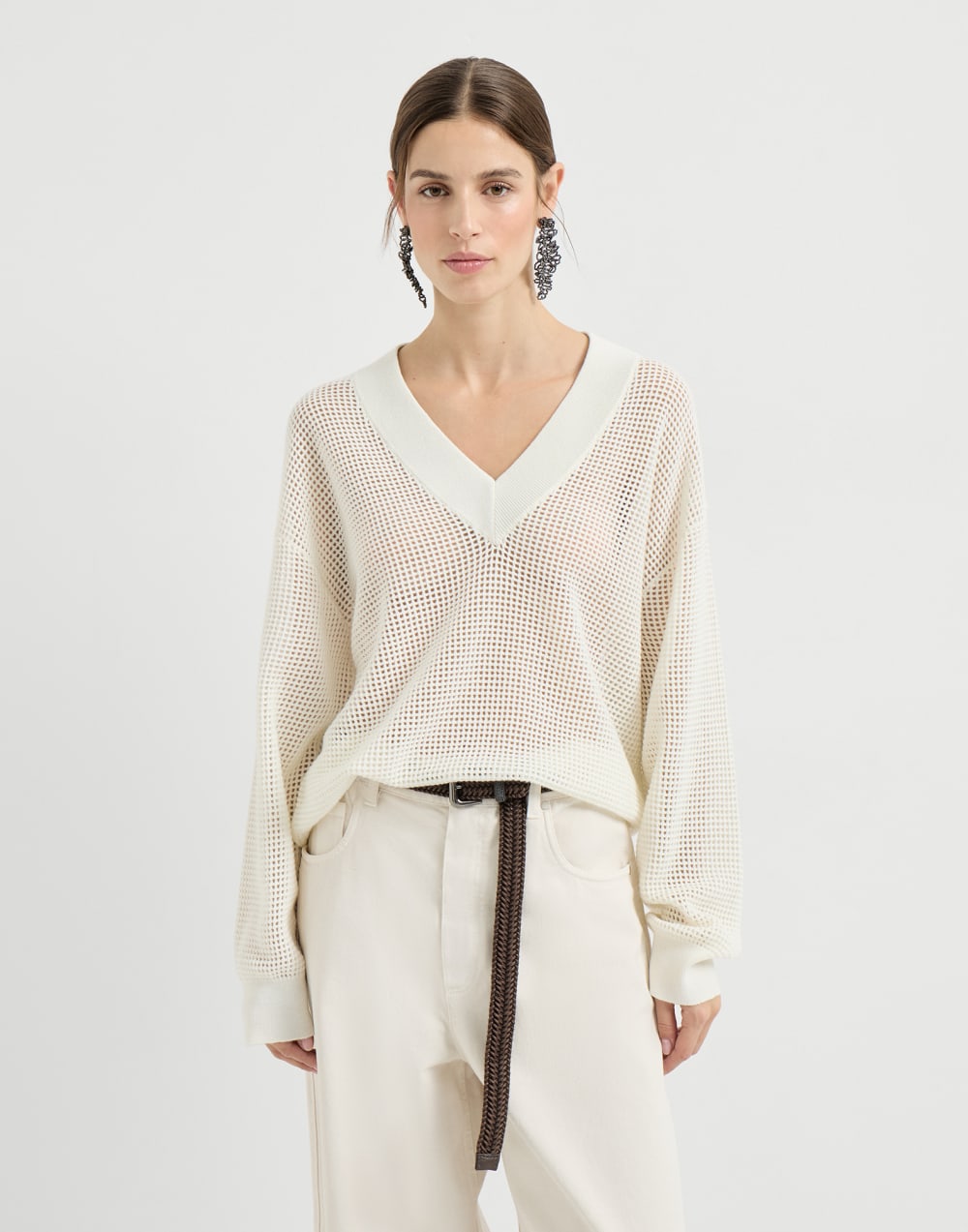 Cashmere net sweater Panama Woman - Brunello Cucinelli