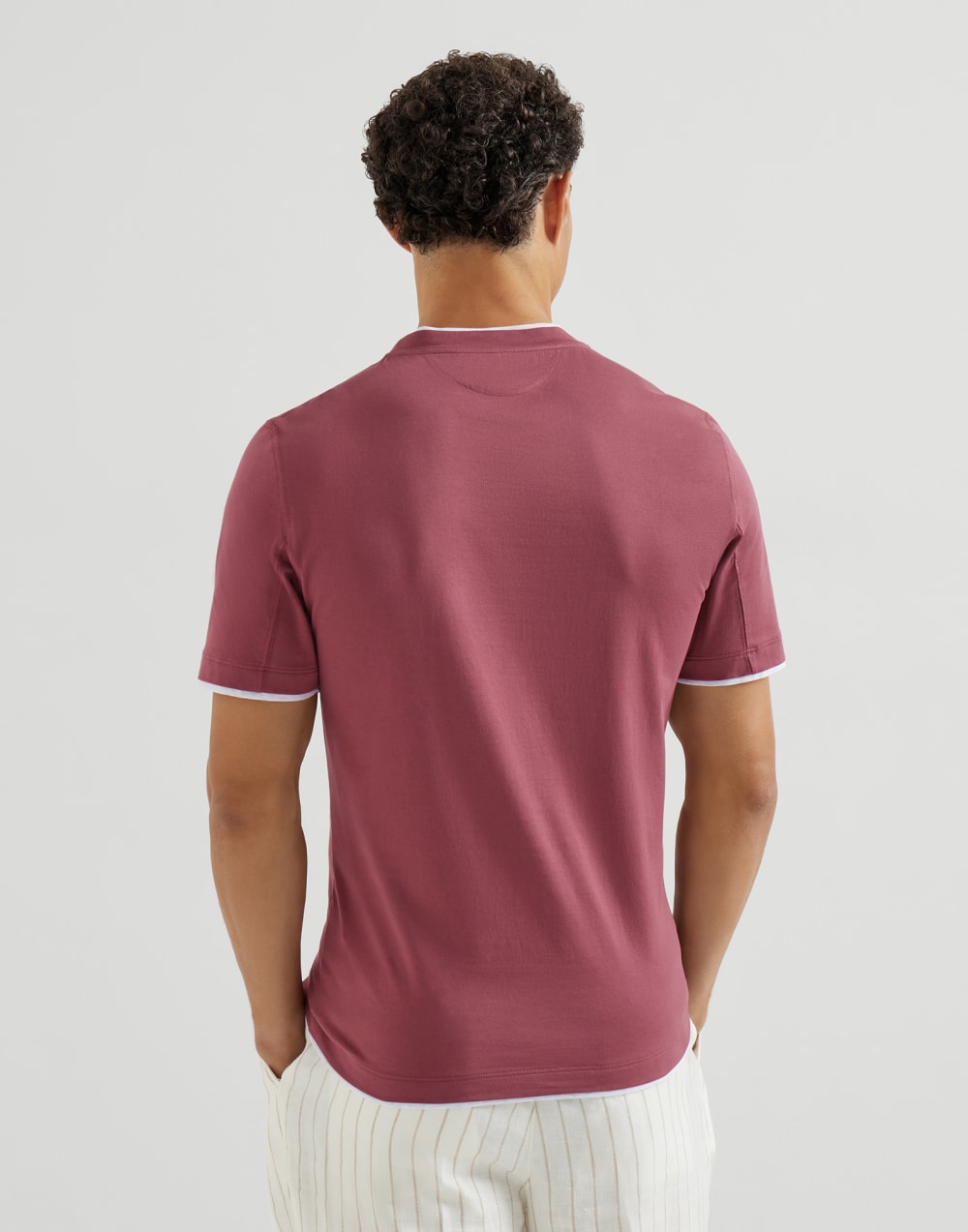 T-shirt with faux-layering Coral Man - Brunello Cucinelli