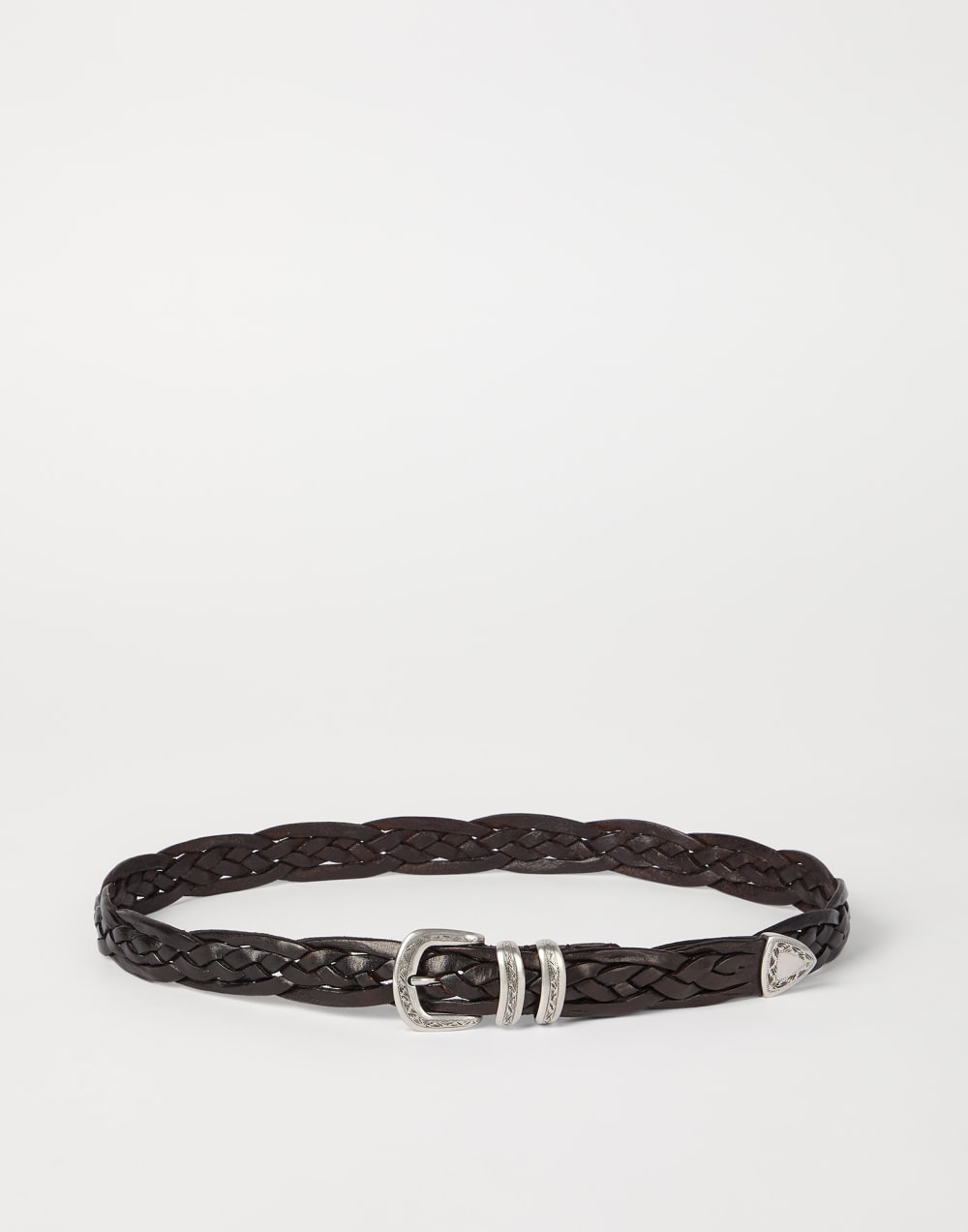 Braided calfskin belt Brown Man - Brunello Cucinelli