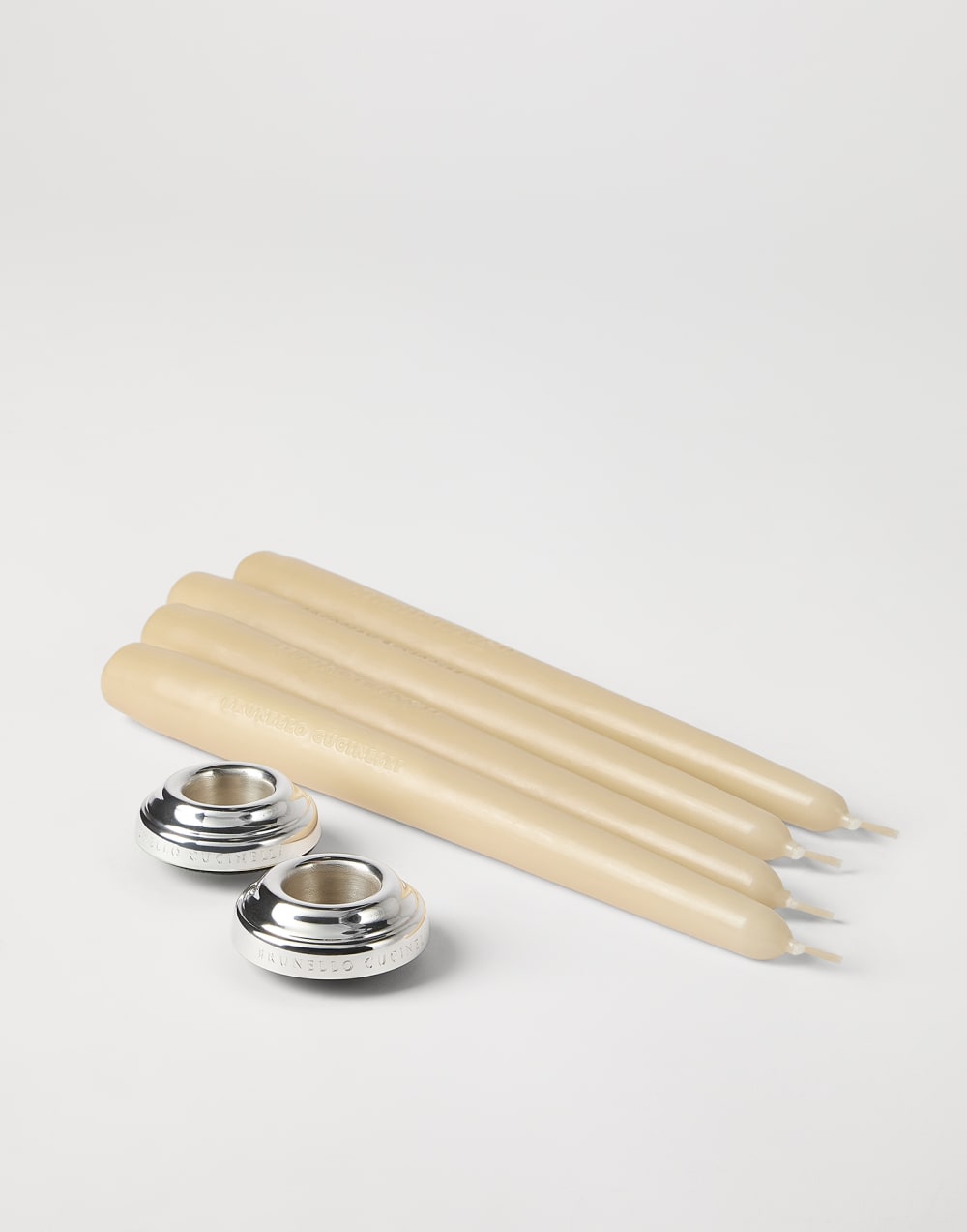 一对浸银蜡烛台 巴拿马色 生活风格 - Brunello Cucinelli