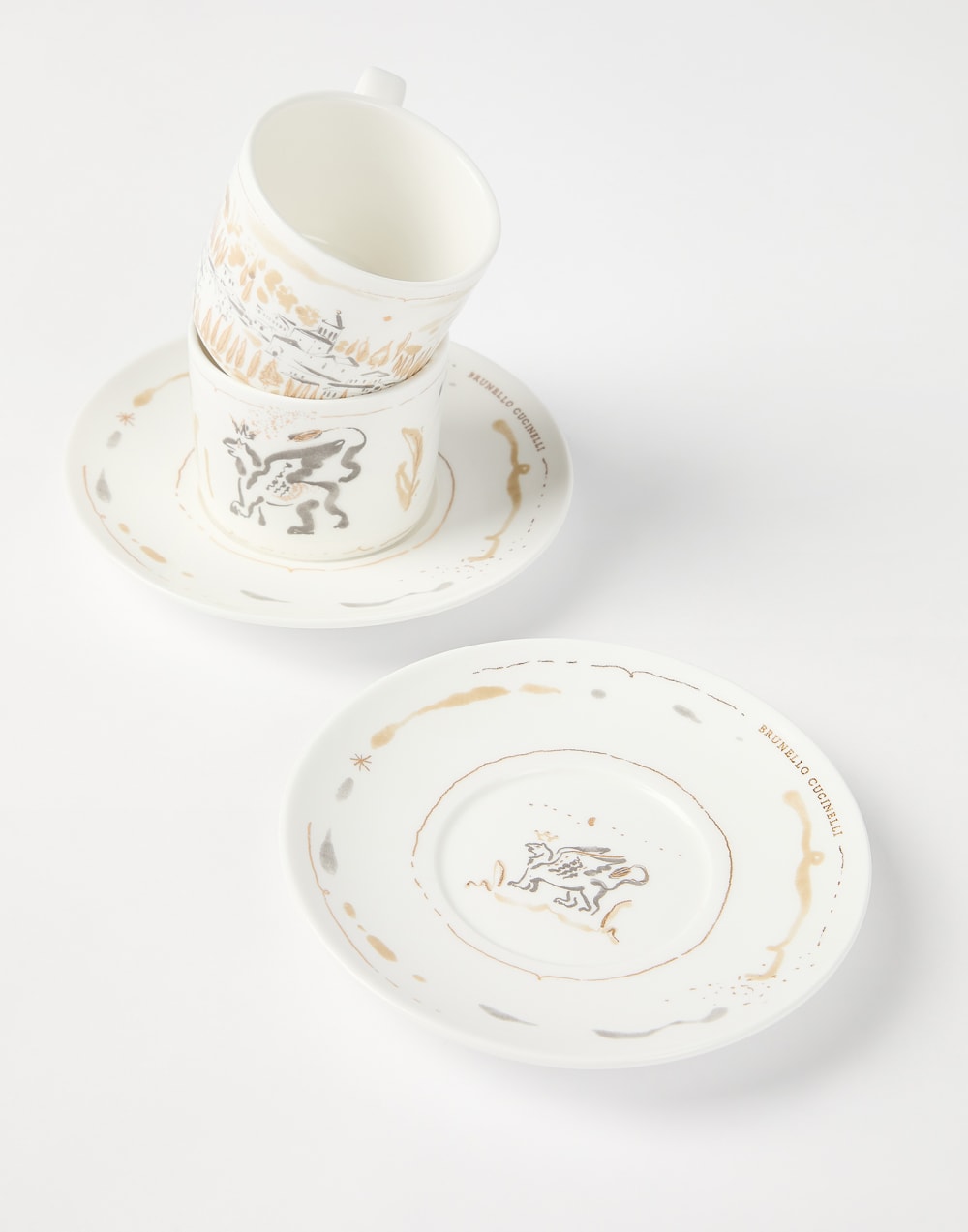 对装陶瓷咖啡杯组 白色 生活风格 - Brunello Cucinelli