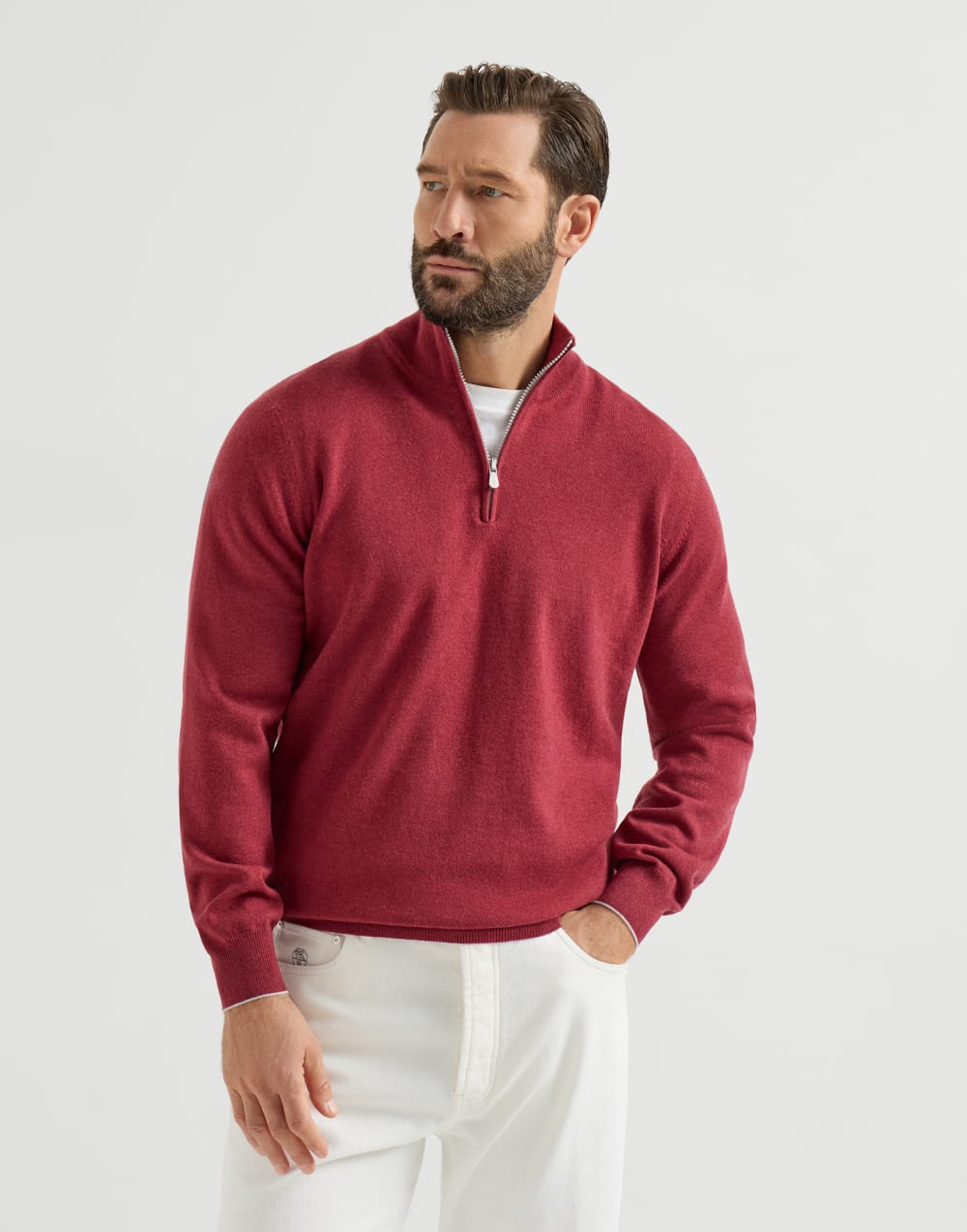 ファスナーオープニング付き カシミヤセーター チェリー メンズ - Brunello Cucinelli