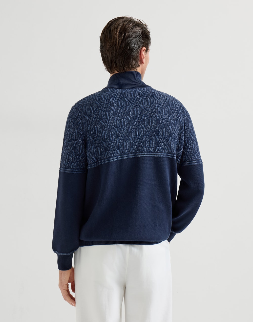 Cotton cardigan Navy Blue Man - Brunello Cucinelli