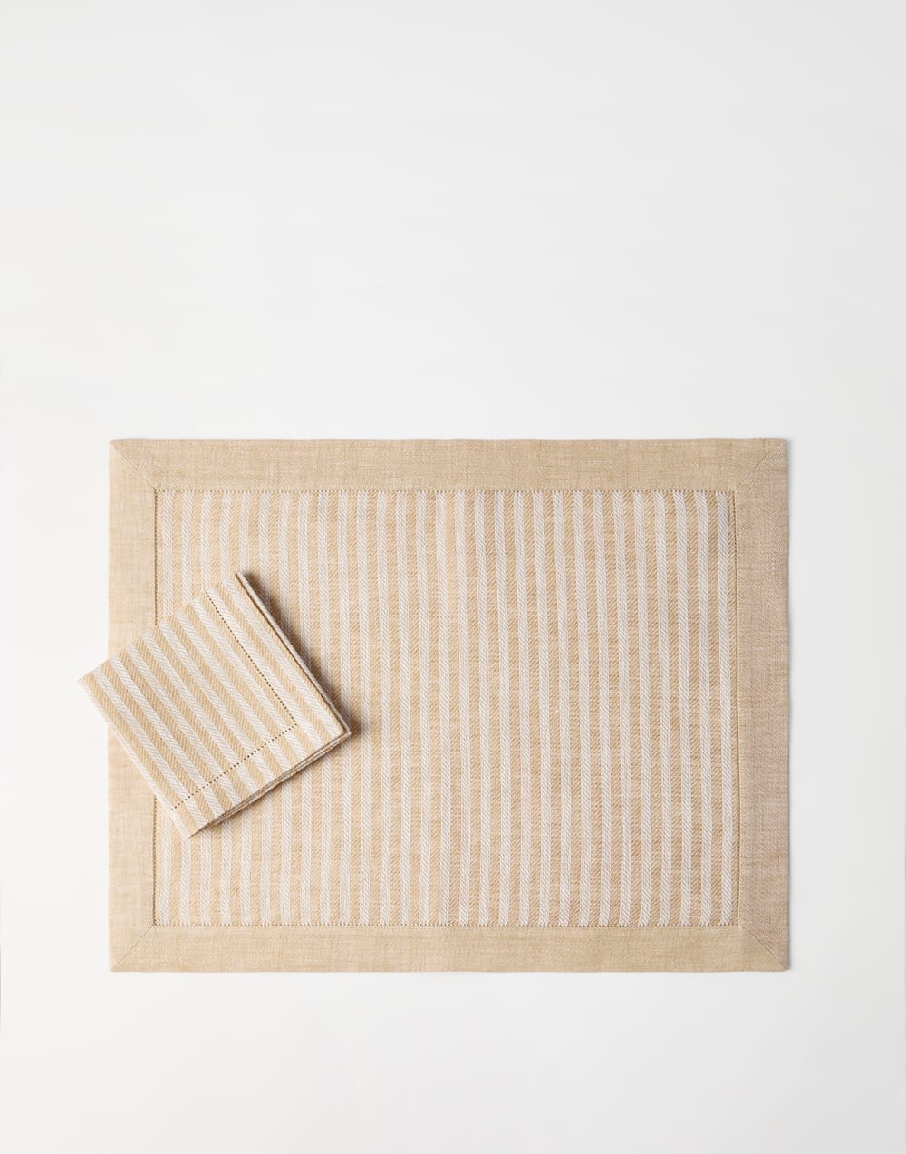Chalk stripe linen placemat and napkin set Panama Lifestyle - Brunello Cucinelli