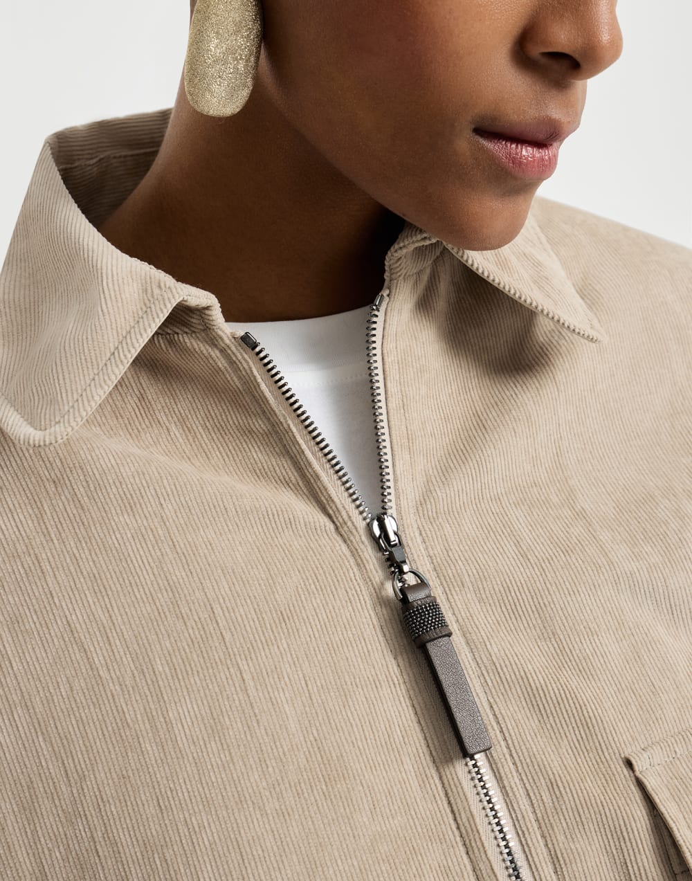 Vintage corduroy outerwear jacket Beige Woman - Brunello Cucinelli