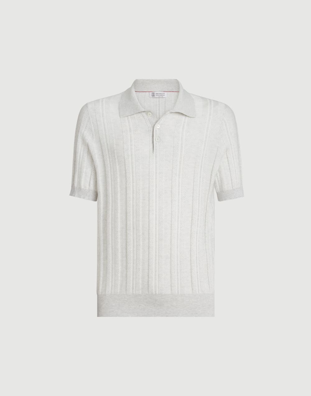 Jacquard knit polo shirt Fog Man - Brunello Cucinelli