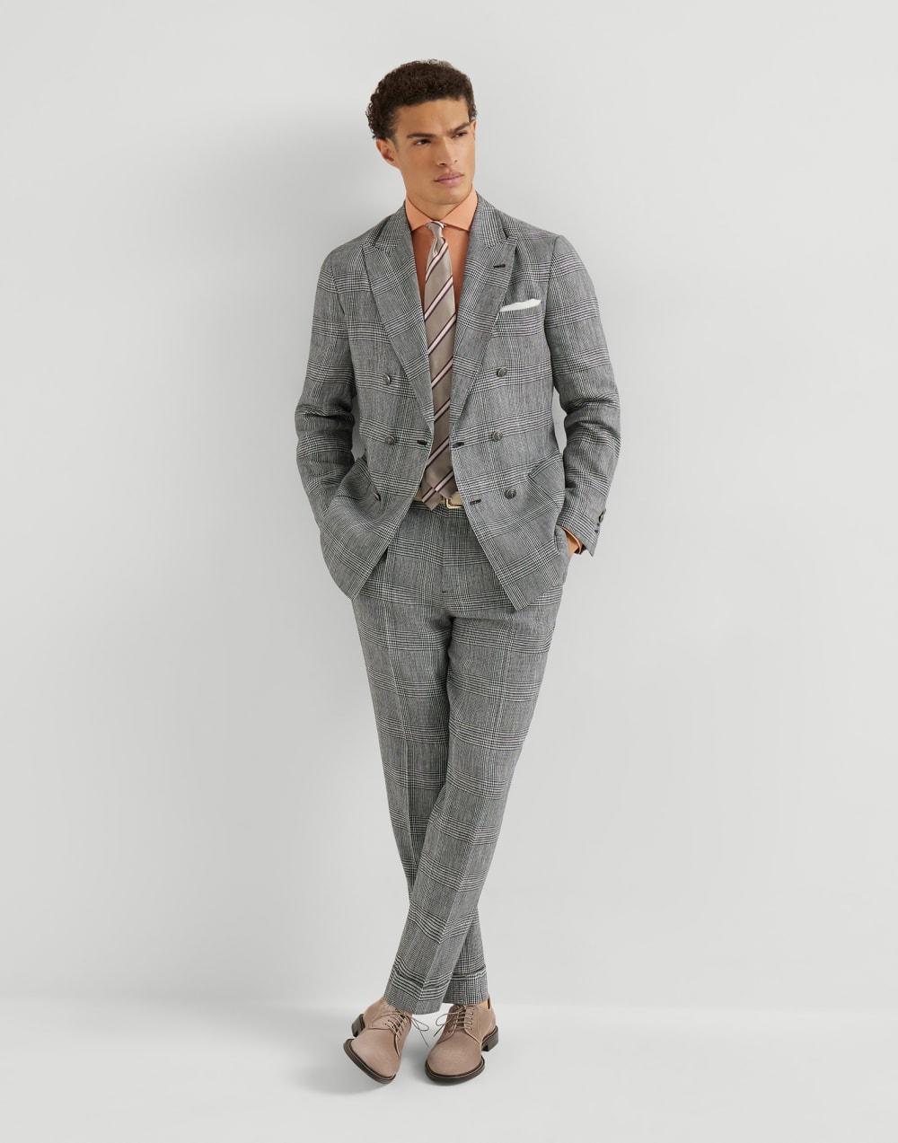 Reversed calfskin Derbies Brown Man - Brunello Cucinelli