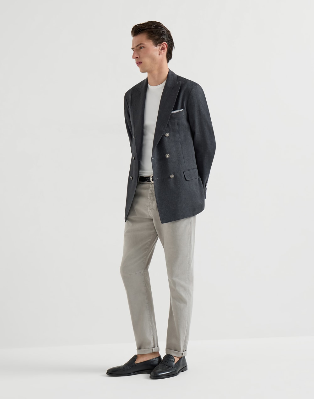 Garment-dyed denim trousers Light Grey Man - Brunello Cucinelli