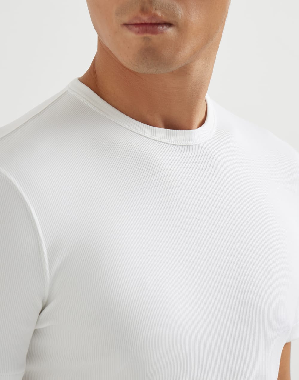 Ribbed jersey T-shirt White Man - Brunello Cucinelli