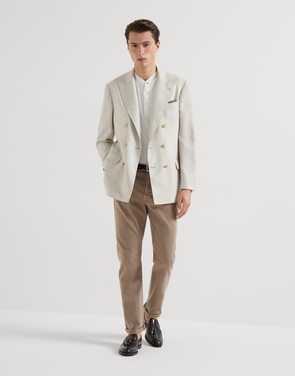 Garment-dyed denim trousers Light Brown Man - Brunello Cucinelli