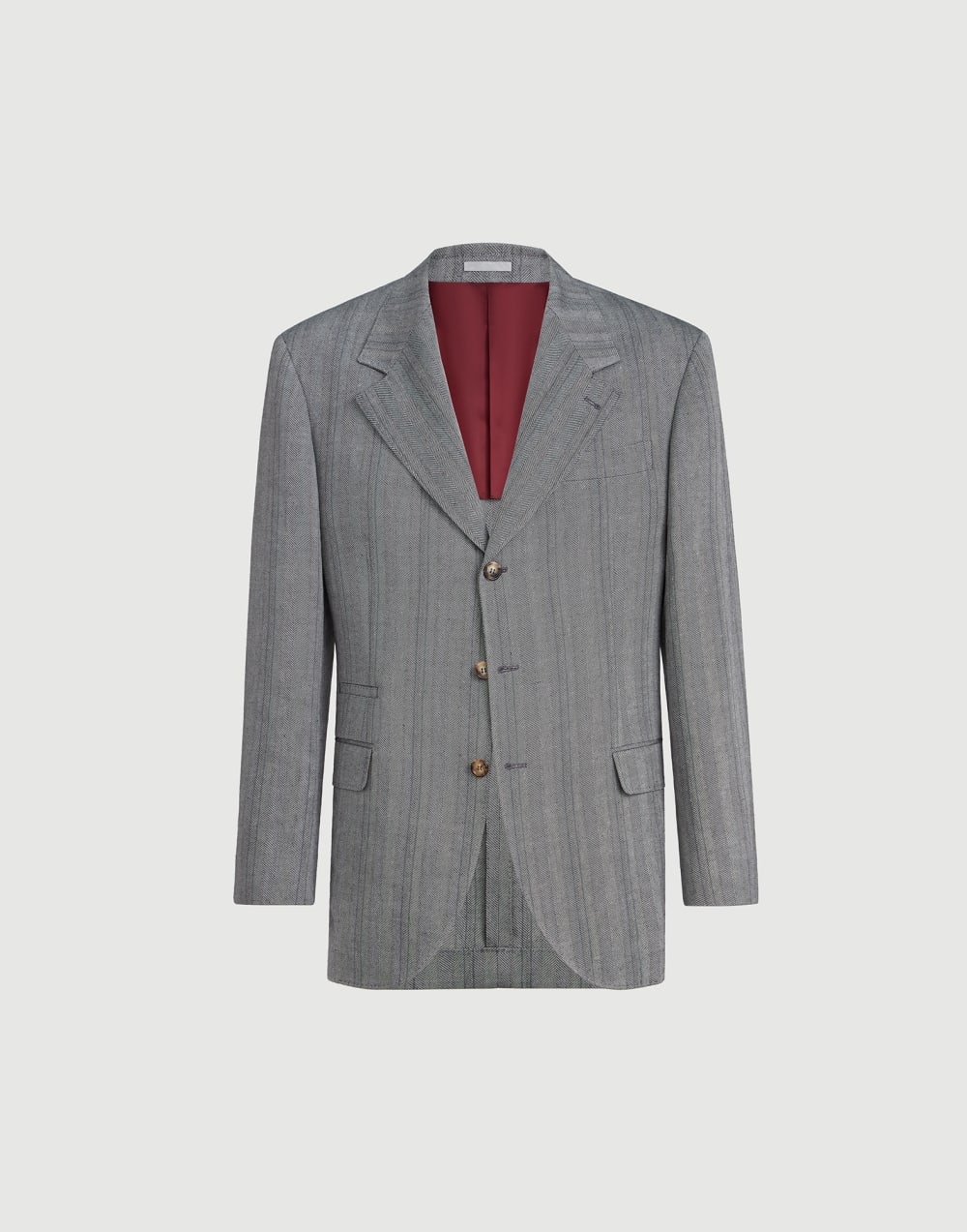 Blazer mit Fischgratmuster Mittelgrau Herren - Brunello Cucinelli