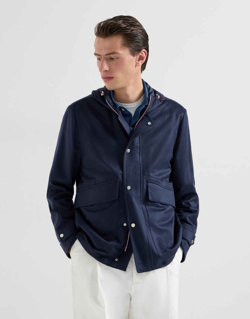 フランネル パーカ ブルー メンズ - Brunello Cucinelli