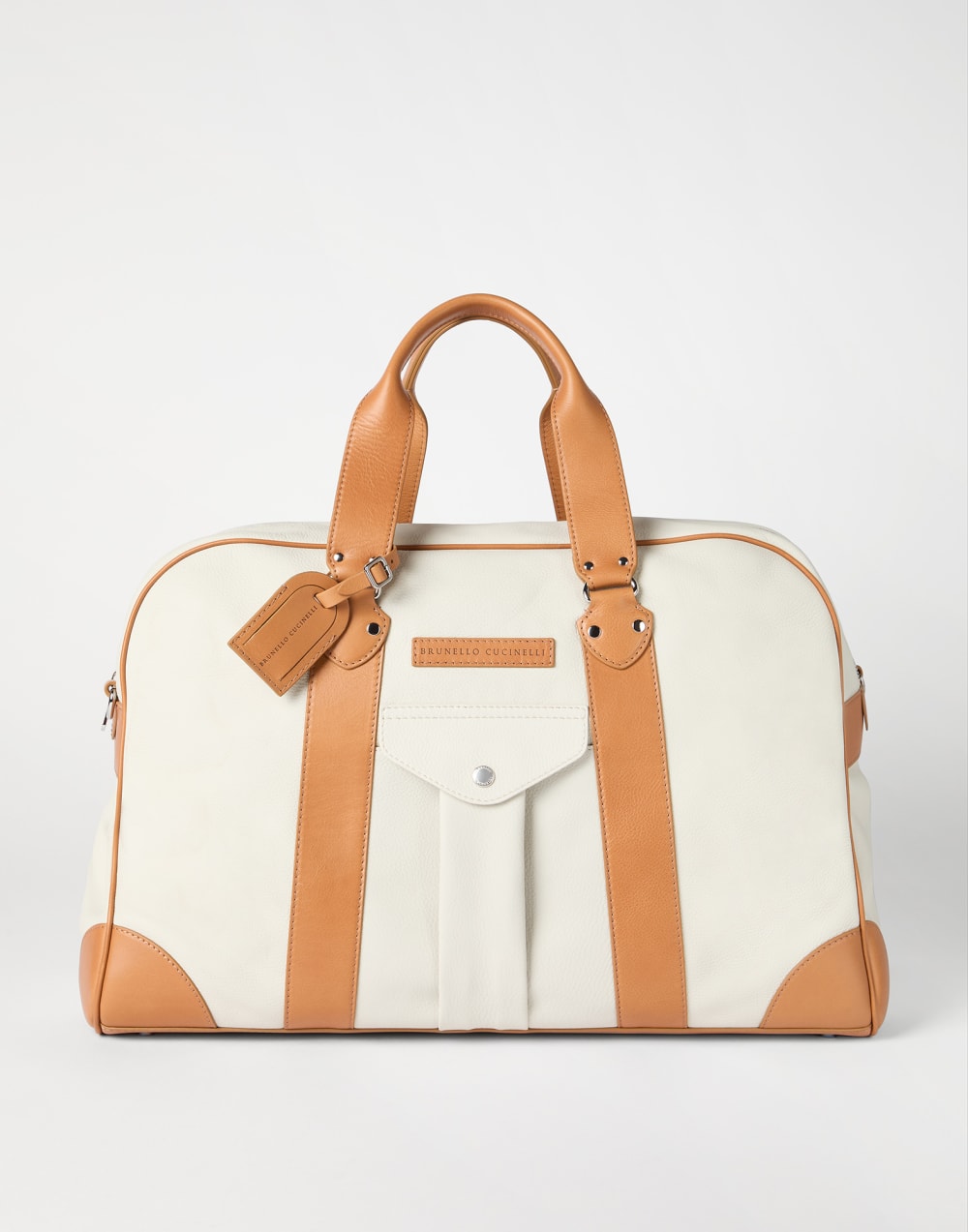 Grained calfskin street bag Ivory Man - Brunello Cucinelli