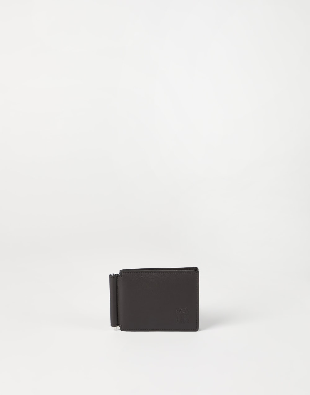 Calfskin money clip wallet Chocolate Man - Brunello Cucinelli