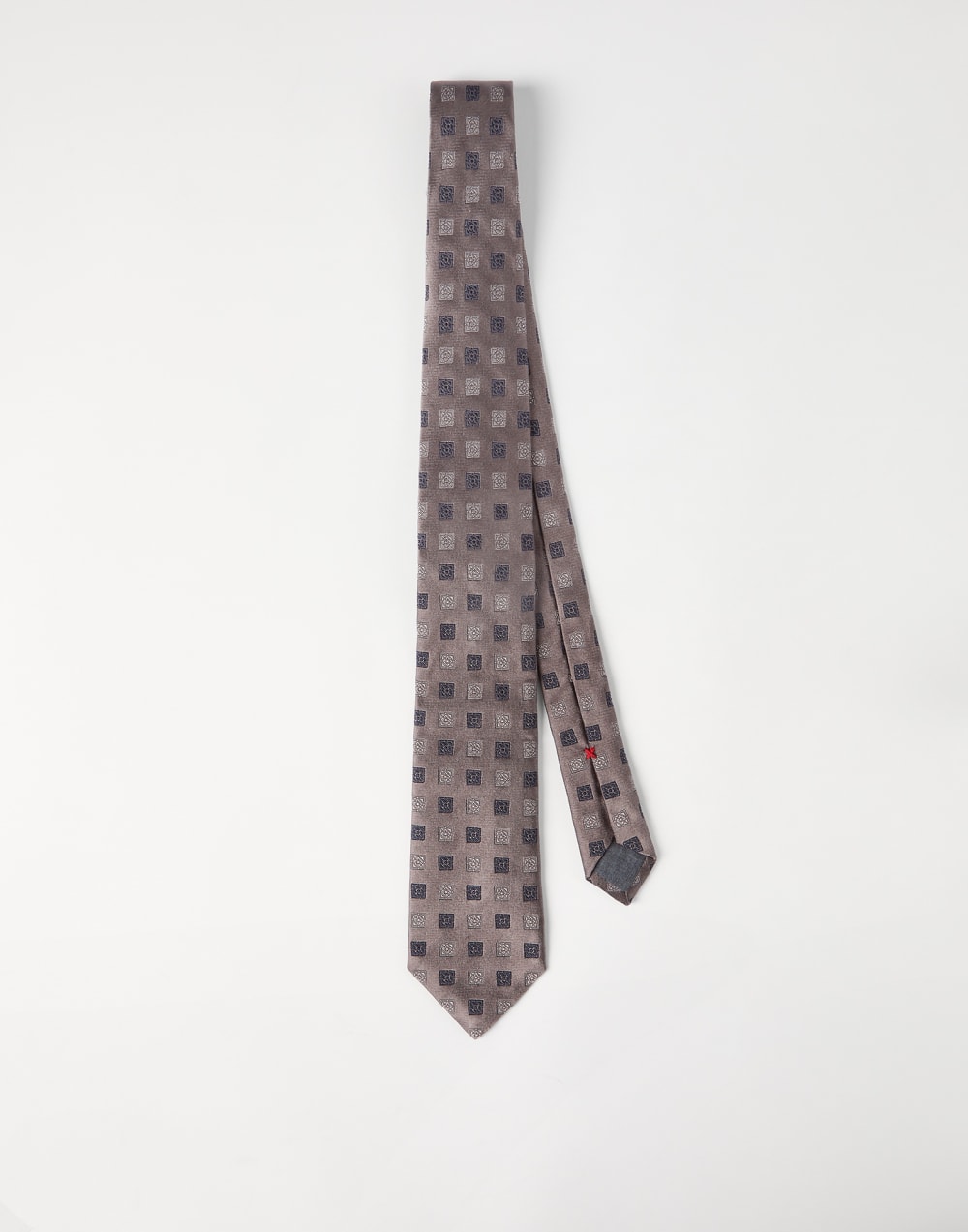 Silk tie with squares pattern Brown Man - Brunello Cucinelli