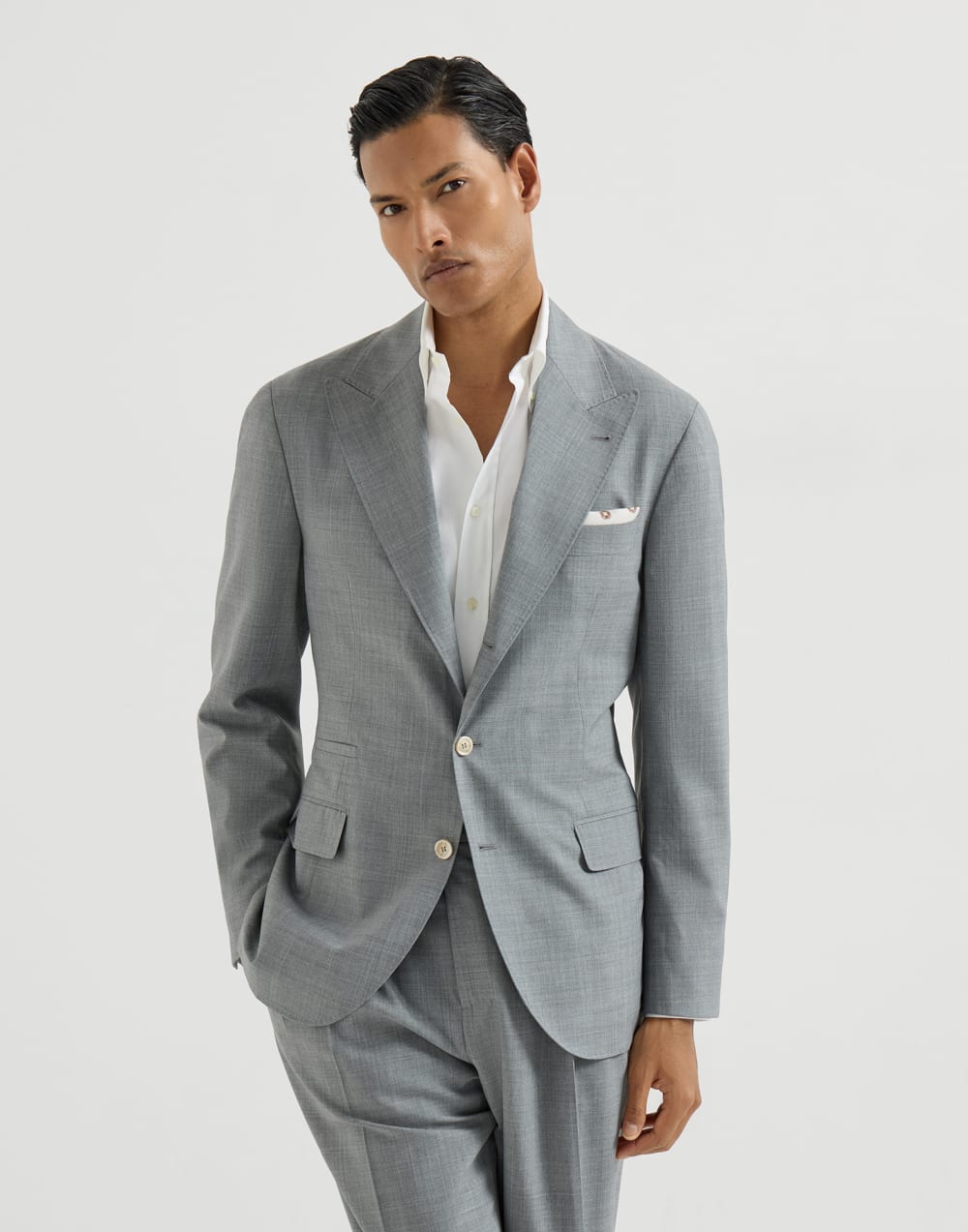 初剪羊毛料夹克 灰色 男款 - Brunello Cucinelli