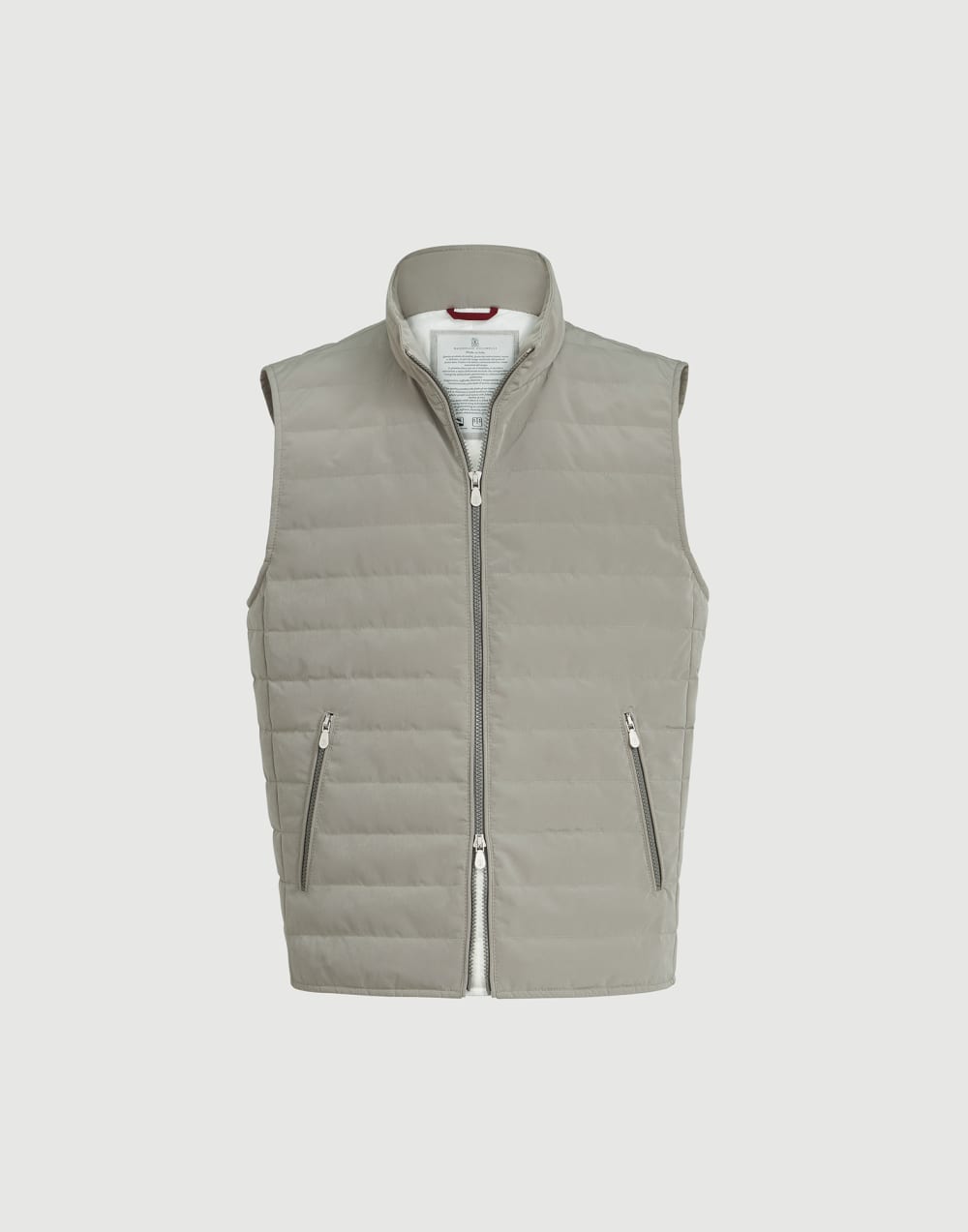 Nylon down vest Khaki Man - Brunello Cucinelli