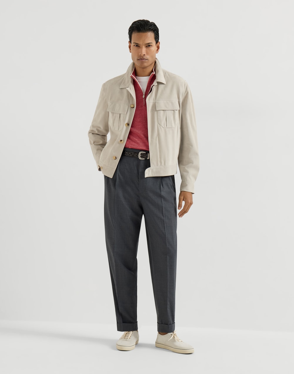 Jersey con cremallera Fresa Hombre - Brunello Cucinelli