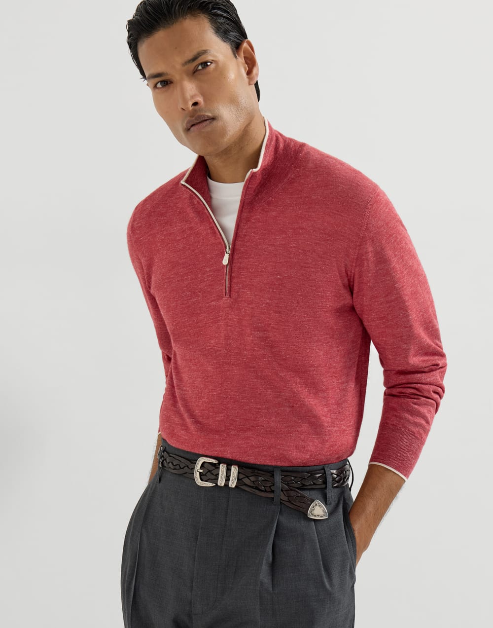 Jersey con cremallera Fresa Hombre - Brunello Cucinelli