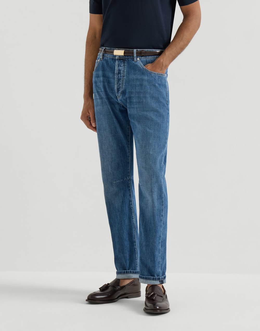 Lightweight denim five-pocket trousers Medium Denim Man - Brunello Cucinelli