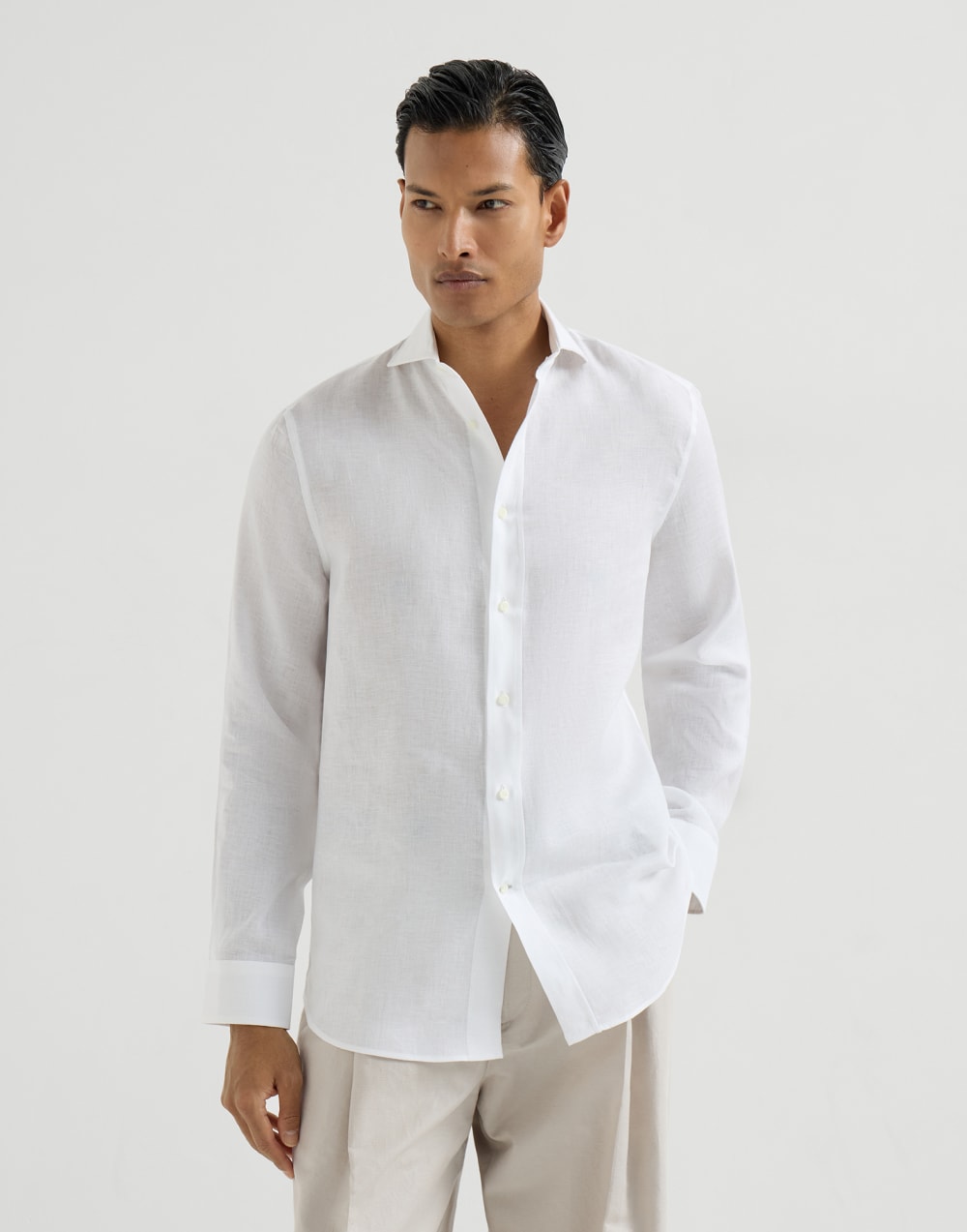 Bluse aus Leinen Weiß Herren - Brunello Cucinelli