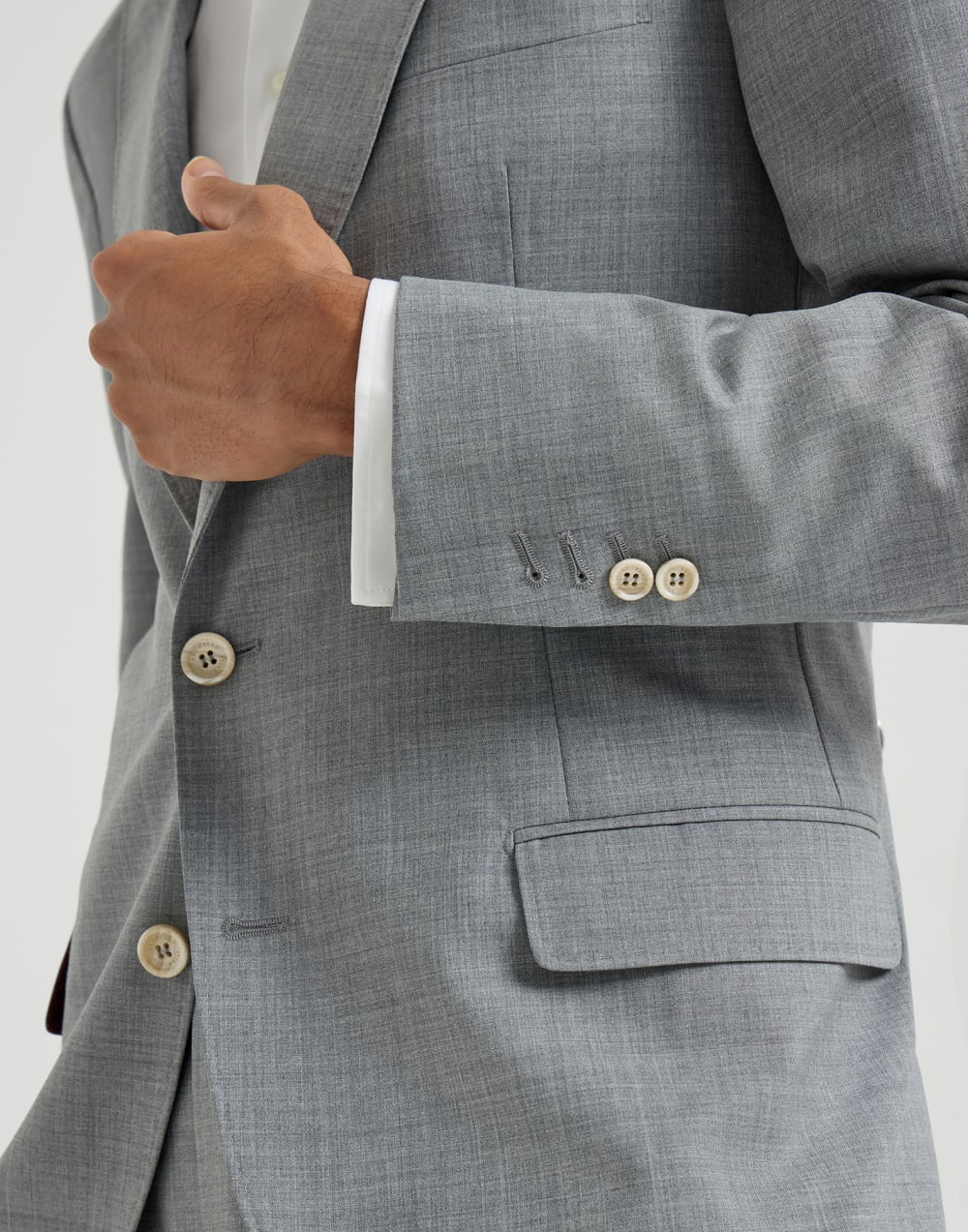 初剪羊毛料夹克 灰色 男款 - Brunello Cucinelli