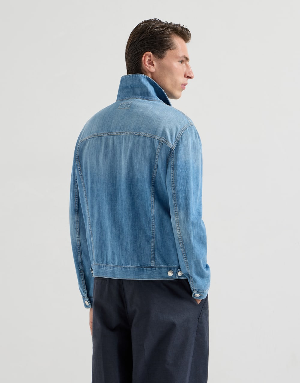 Denim four-pocket jacket Light Blue Denim Man - Brunello Cucinelli