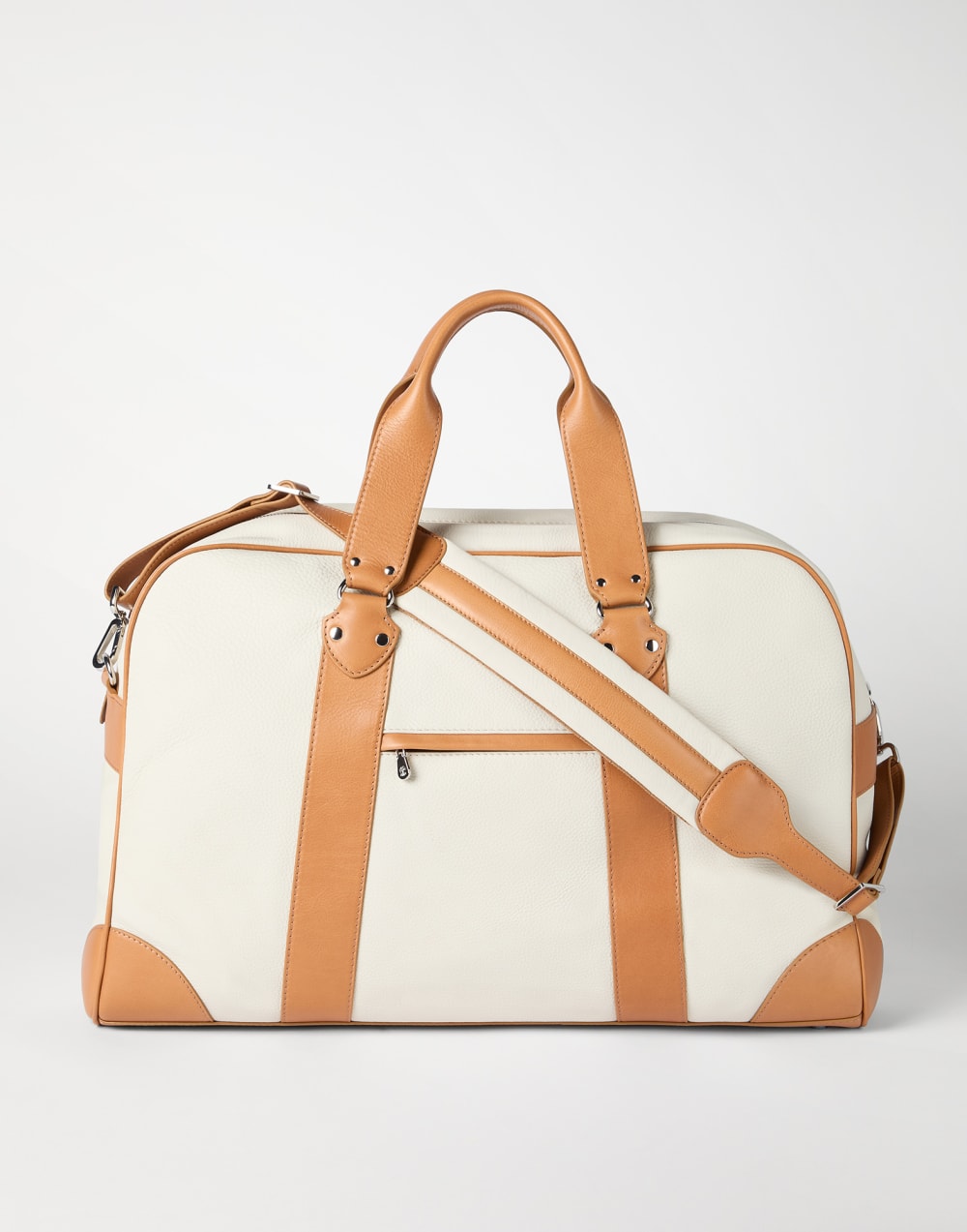 Grained calfskin street bag Ivory Man - Brunello Cucinelli