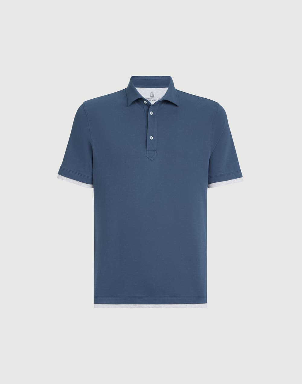 双珠地面料马球衫 天蓝色 男款 - Brunello Cucinelli